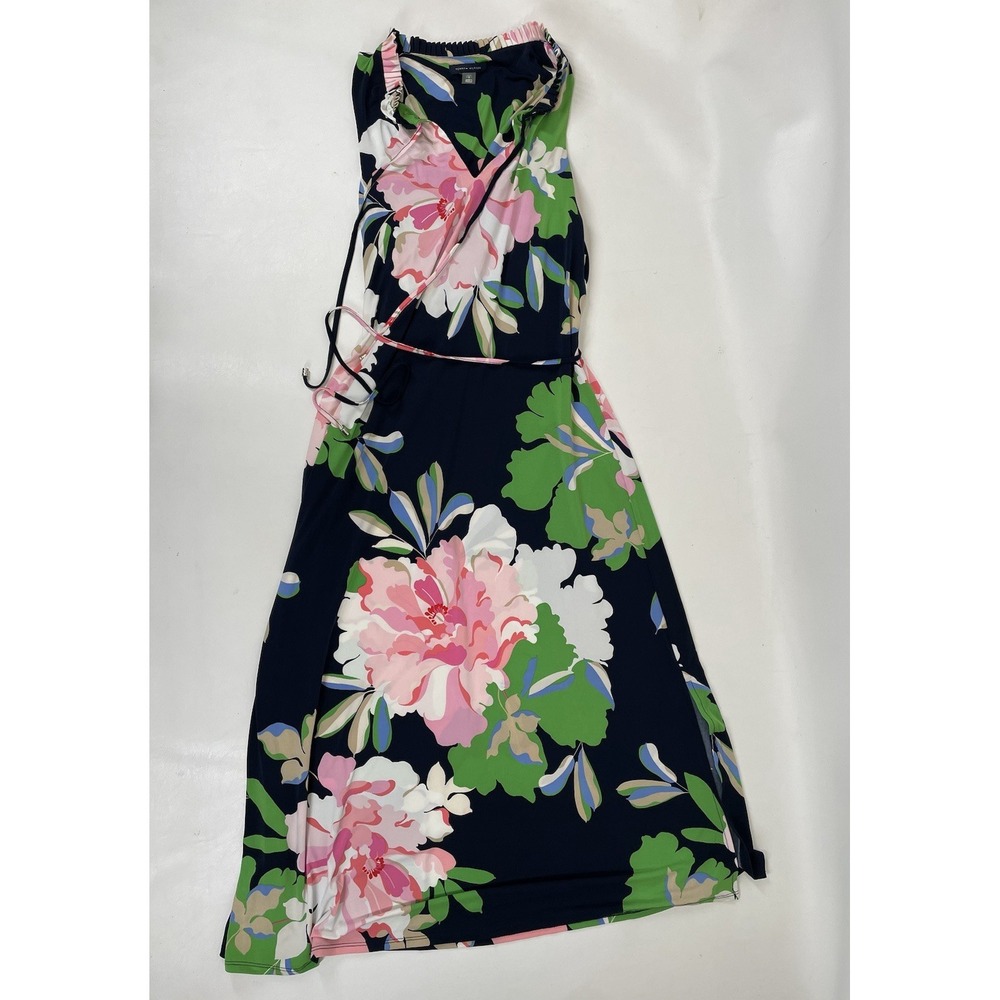 Tommy Hilfiger Isla Floral Midi Dress Keyhole Stretch Womens Size 8